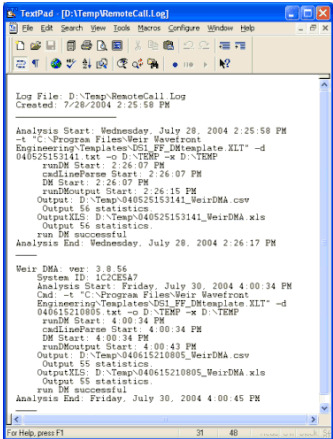 Weir DMA Log File